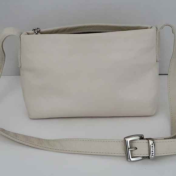 Perlina New York Logo Soft Cream Leather Crossbody Bag - Picture 8 of 10